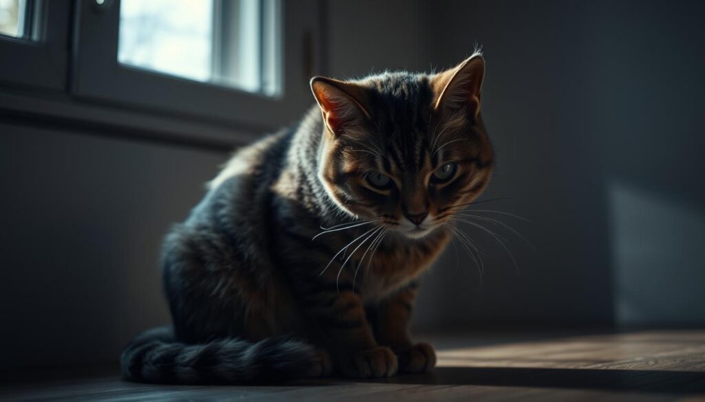 gatto con sintomi di stress cronico