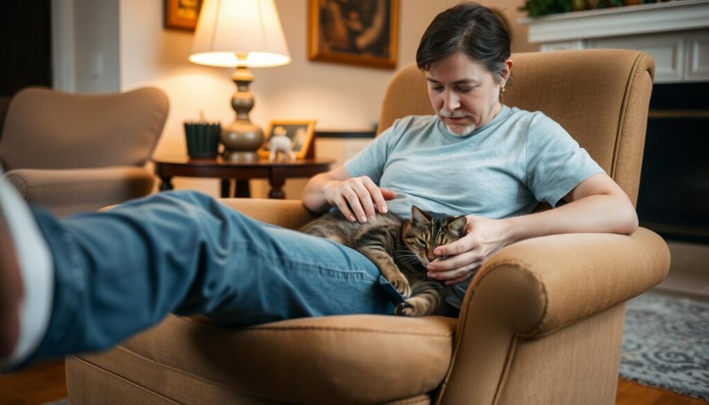 gatto e padrone che interagiscono