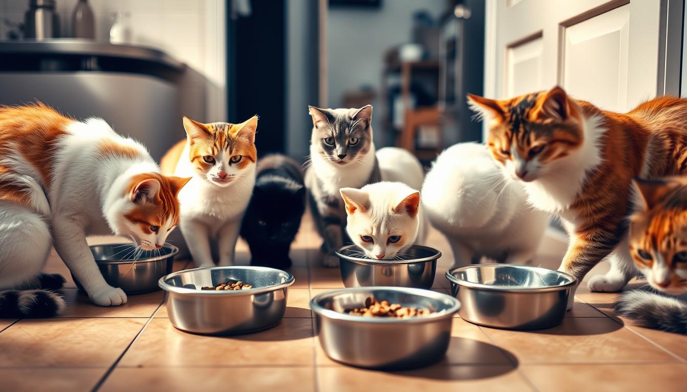 Come alimentare più gatti in casa senza conflitti